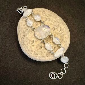 Sterling Silver and Rainbow Moonstone Bracelet
